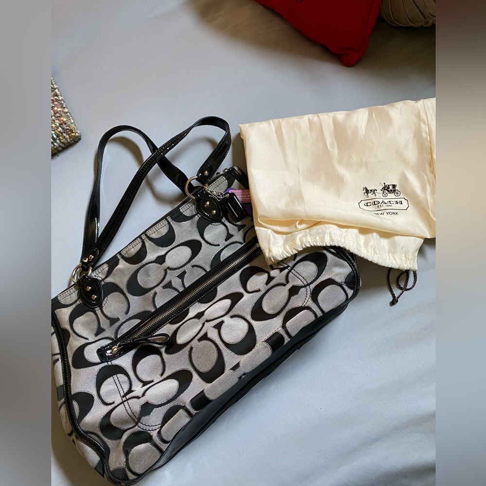 Coach black and grey tote
